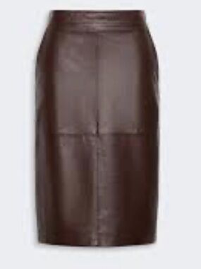 Premise Chocolate Brown Faux Leather Pencil Skirt